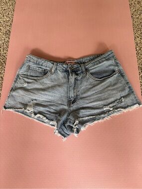 Denim Cutoff Shorts - Light Blue Distressed Women’s Shorts
